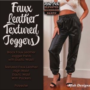 FAUX LEATHER BLACK TEXTURED JOGGERS 🎉2×HOST PICK🎉